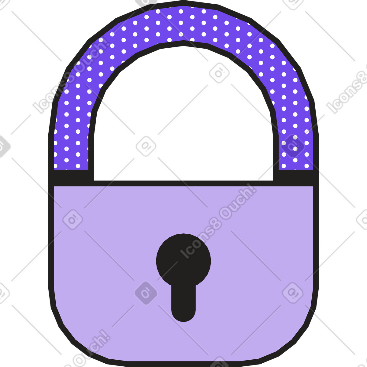 Closed lock illustration in Dazzle style download in PNG, SVG