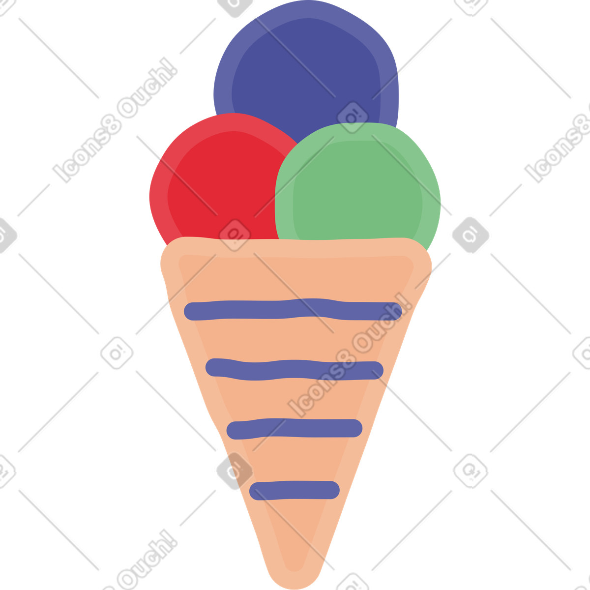 Ilustración Helado en estilo Stripy a descargar en PNG y SVG