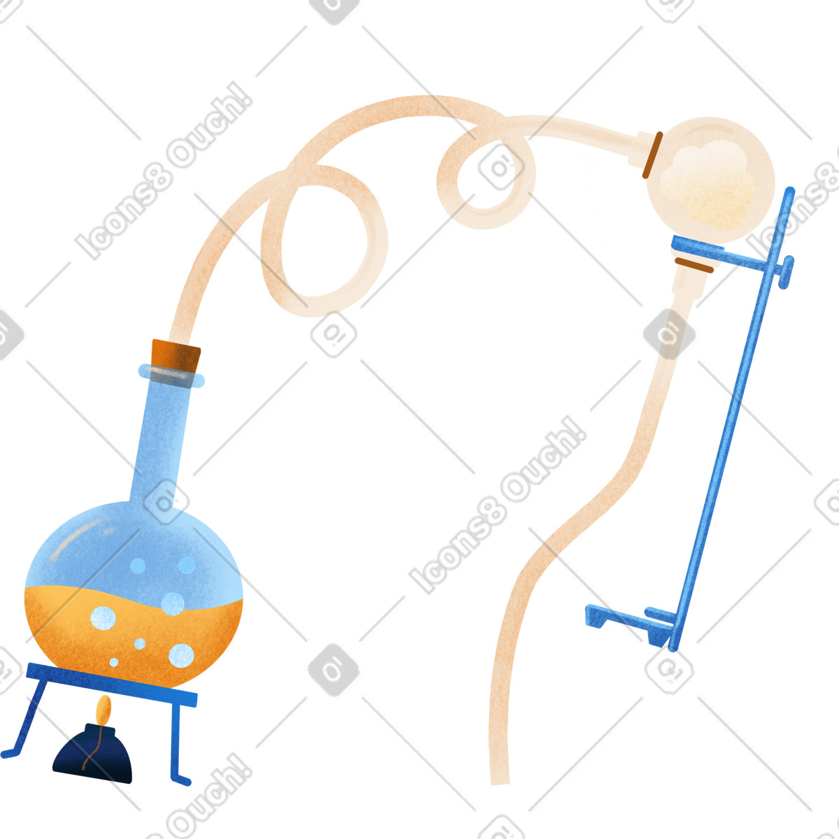 Round flask with tubes illustration in Gleam style download in PNG, SVG