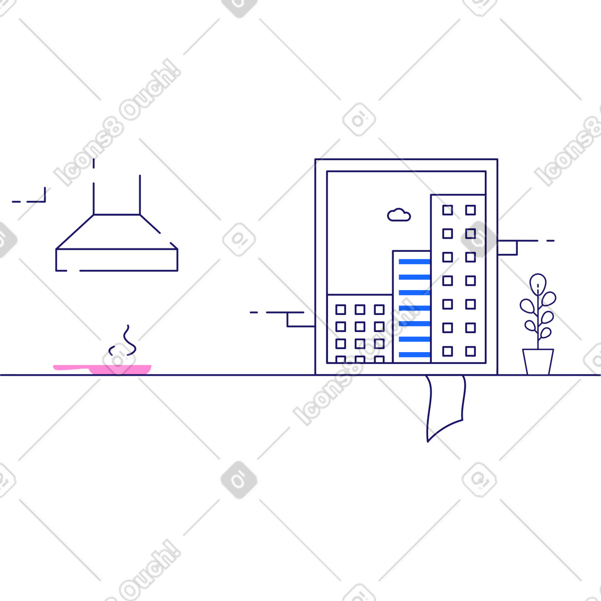 Kitchen background illustration in Matey style download in PNG, SVG