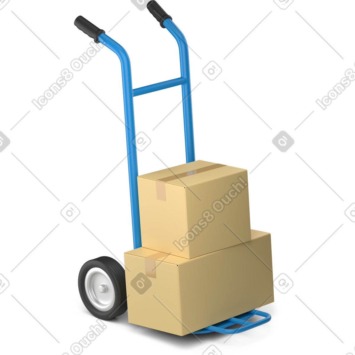 Hand trolley illustration in 3D Business style download in PNG, SVG