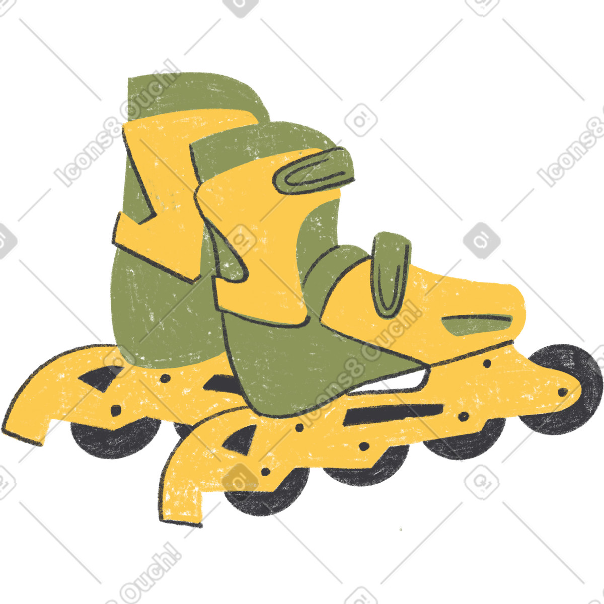 Rulli giallo-verdi illustrazione in stile Chalky scarica in PNG, SVG