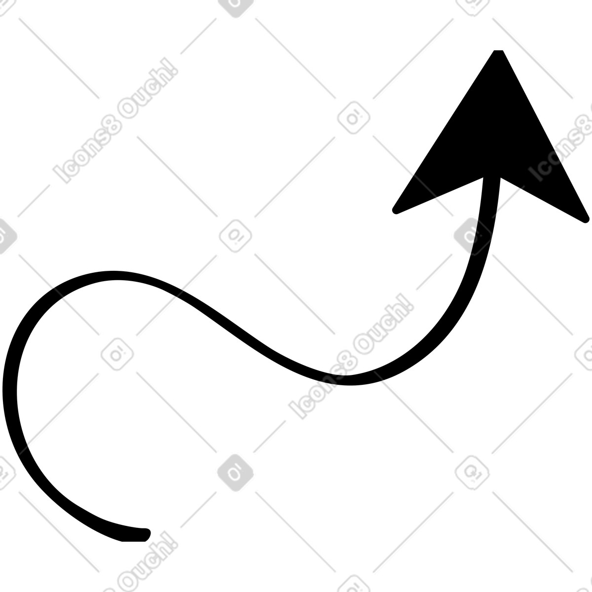 Twirl スタイルの 黒い矢印の波状 のイラストをPNG、SVG形式でダウンロード