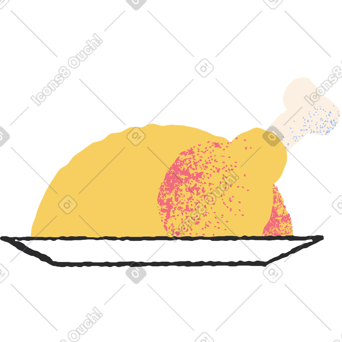 Illustration Dinde au four dans le style Pablo à télécharger aux formats PNG, SVG