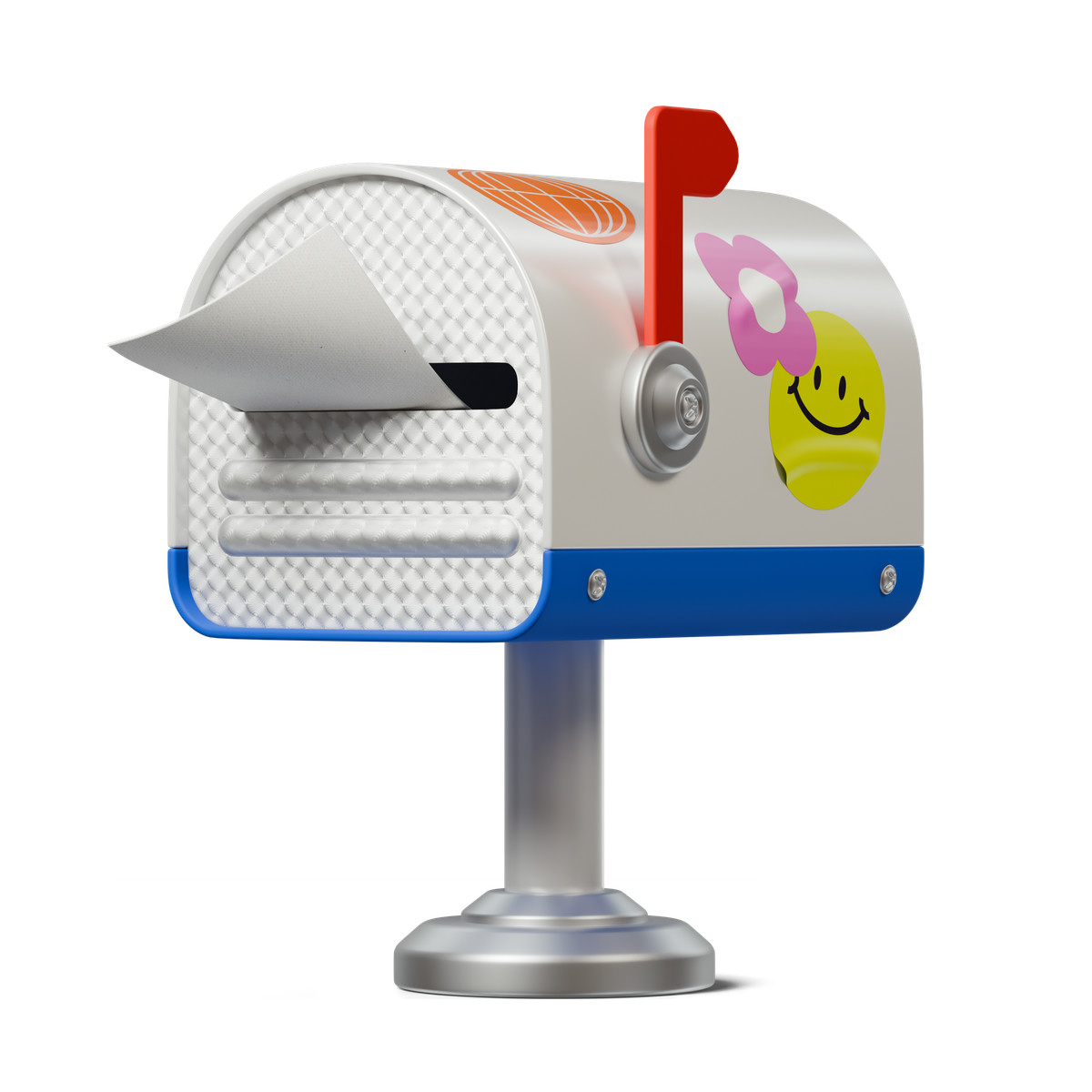 Ilustração de Caixa de correio decorada com adesivos e carta, recebimento de correspondência ou conceito de serviço postal em PNG e SVG