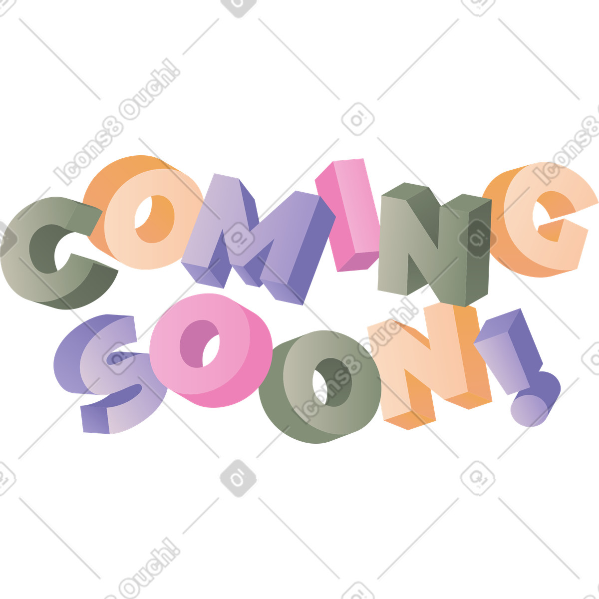 Lettering coming soon text illustration in Coworking style download in PNG, SVG