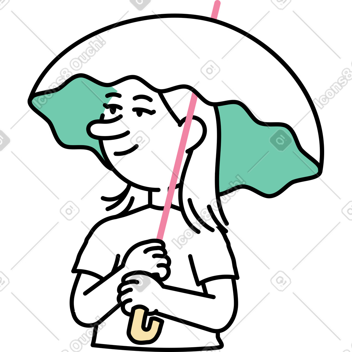 Ilustração de Mulher com guarda-chuva em no estilo Notes para baixar em PNG, SVG