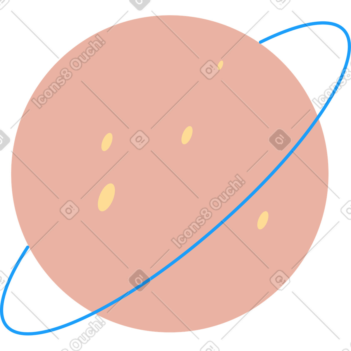 Brown planet with a ring illustration in Kiddo style download in PNG, SVG