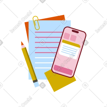 Notes, crayon et smartphone PNG, SVG