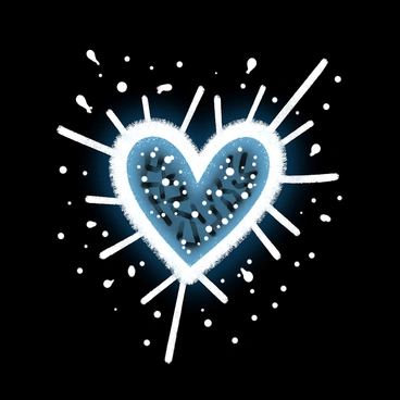 A close-up view of a delicate "heart-shaped snowflake" with intricate patterns and textures, showcasing its unique crystalline structure. The snowflake is prominently placed in the center of the composition, illuminated by a soft, diffused light. The background is dark, enhancing the contrast and highlighting the details of the snowflake's design. Tiny ice crystals radiate outward, creating a fascinating visual effect around the heart shape.