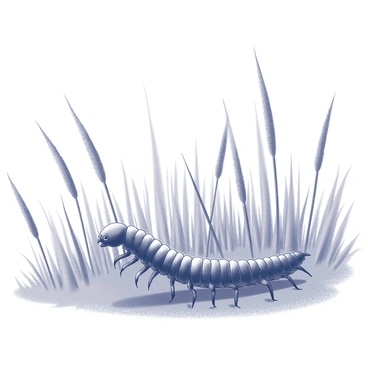 A centipede moving through a field of tall, swaying grasses