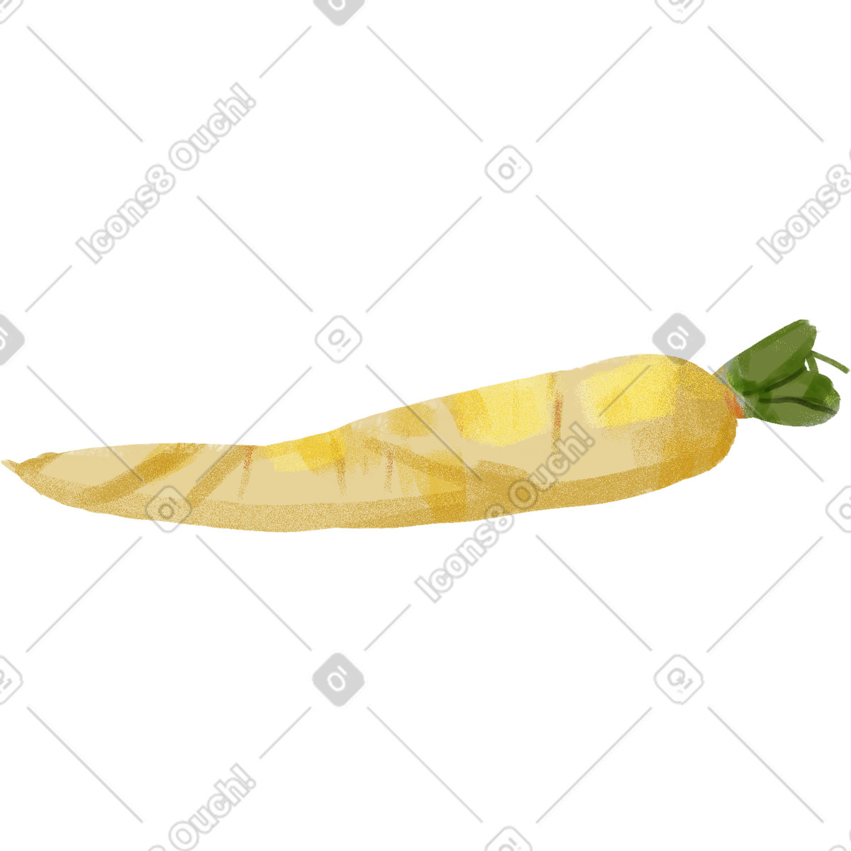 Daikon-Illustration im Ikigai-Stil als Download in PNG, SVG