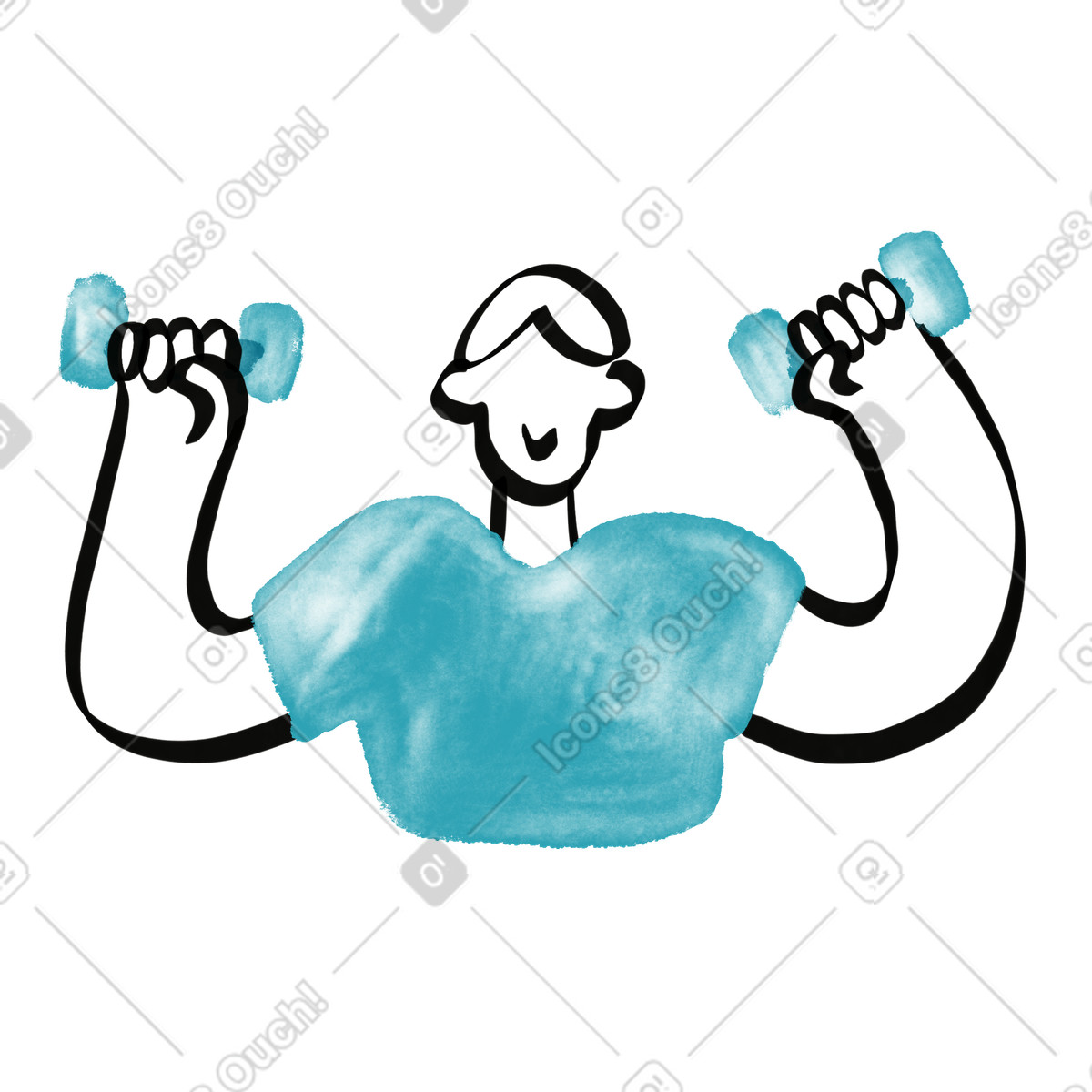 Watercolor sketch スタイルの Healthy lifestyle activity using dumbbells for regular home workout のイラストをPNG、SVG形式でダウンロード