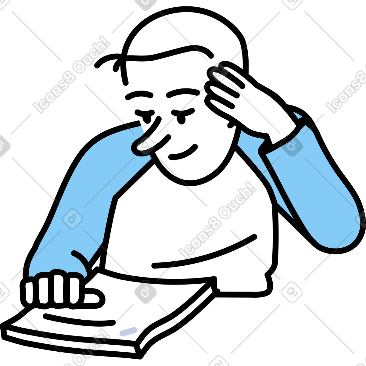 Ilustração de Jovem lendo algo em no estilo Notes para baixar em PNG, SVG