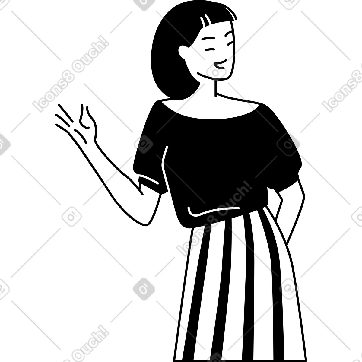 Ilustração de Mulher feliz segurando algo em no estilo Weekday para baixar em PNG, SVG