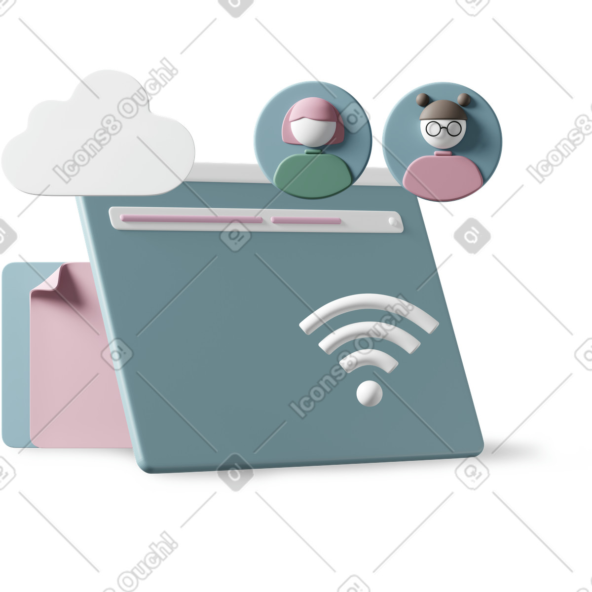 Web elements composition-Illustration im 3D Casual life-Stil als Download in PNG, SVG