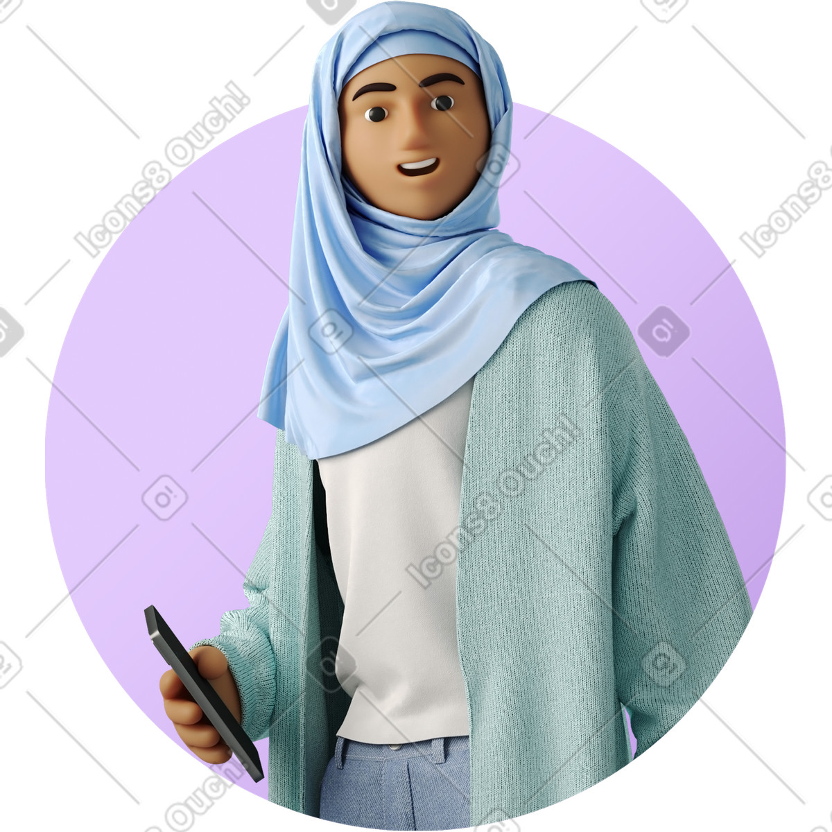 Illustration Femme en hijab dans le style 3D Business à télécharger aux formats PNG, SVG