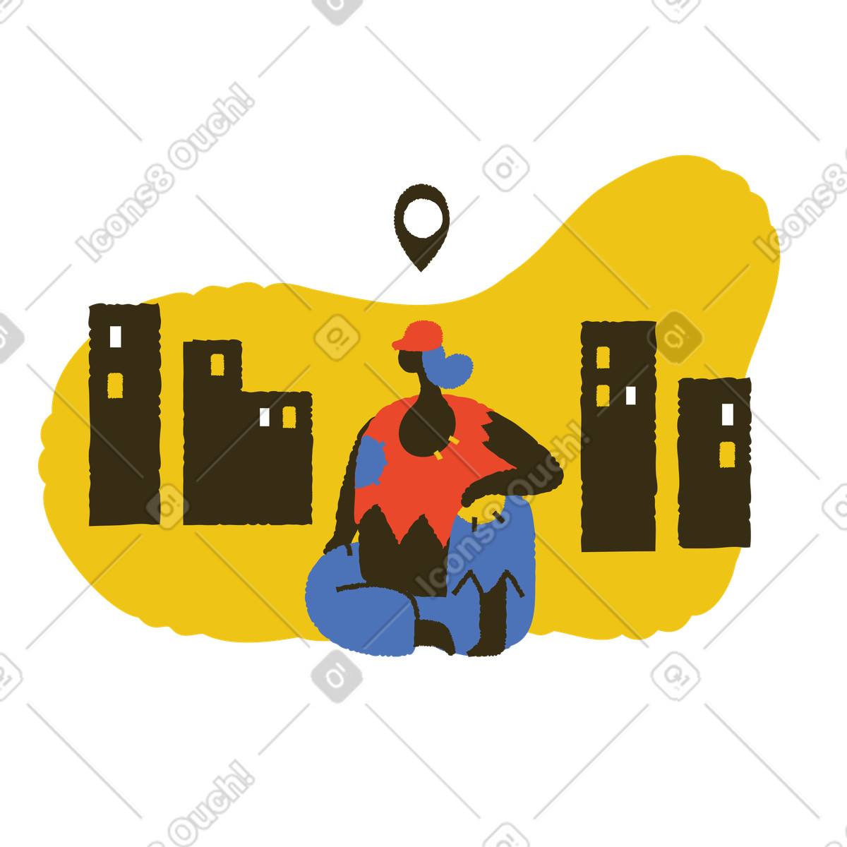 下载 Bermuda 风格的 在地图上的位置 插画，支持 PNG、SVG 格式