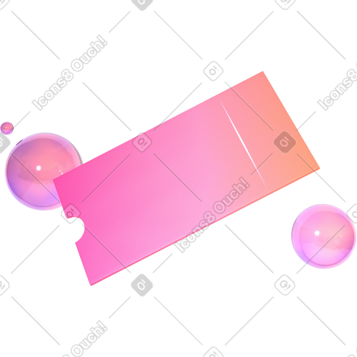 3D Glassy 스타일의 쿠폰과 유리구 일러스트레이션 PNG, SVG 다운로드