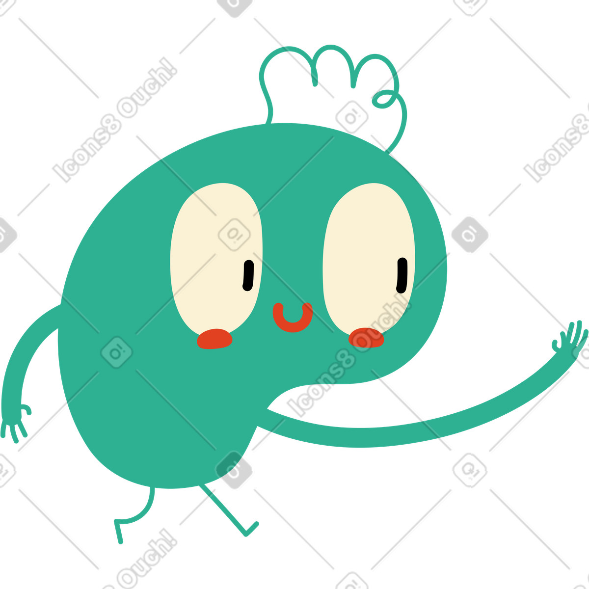 Green character with bangs illustration in Jelly style download in PNG, SVG