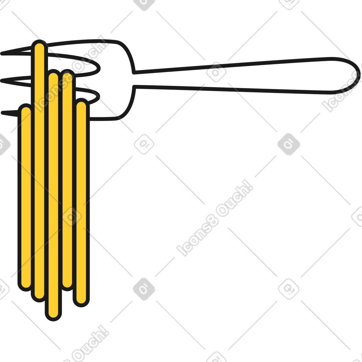 Fork with noodles illustration in Taxi style download in PNG, SVG