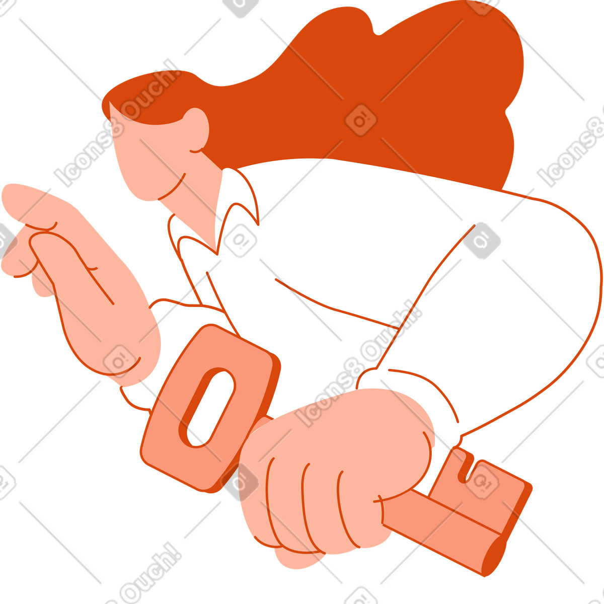 Woman with a key in her hand illustration Orange style download PNG, SVG