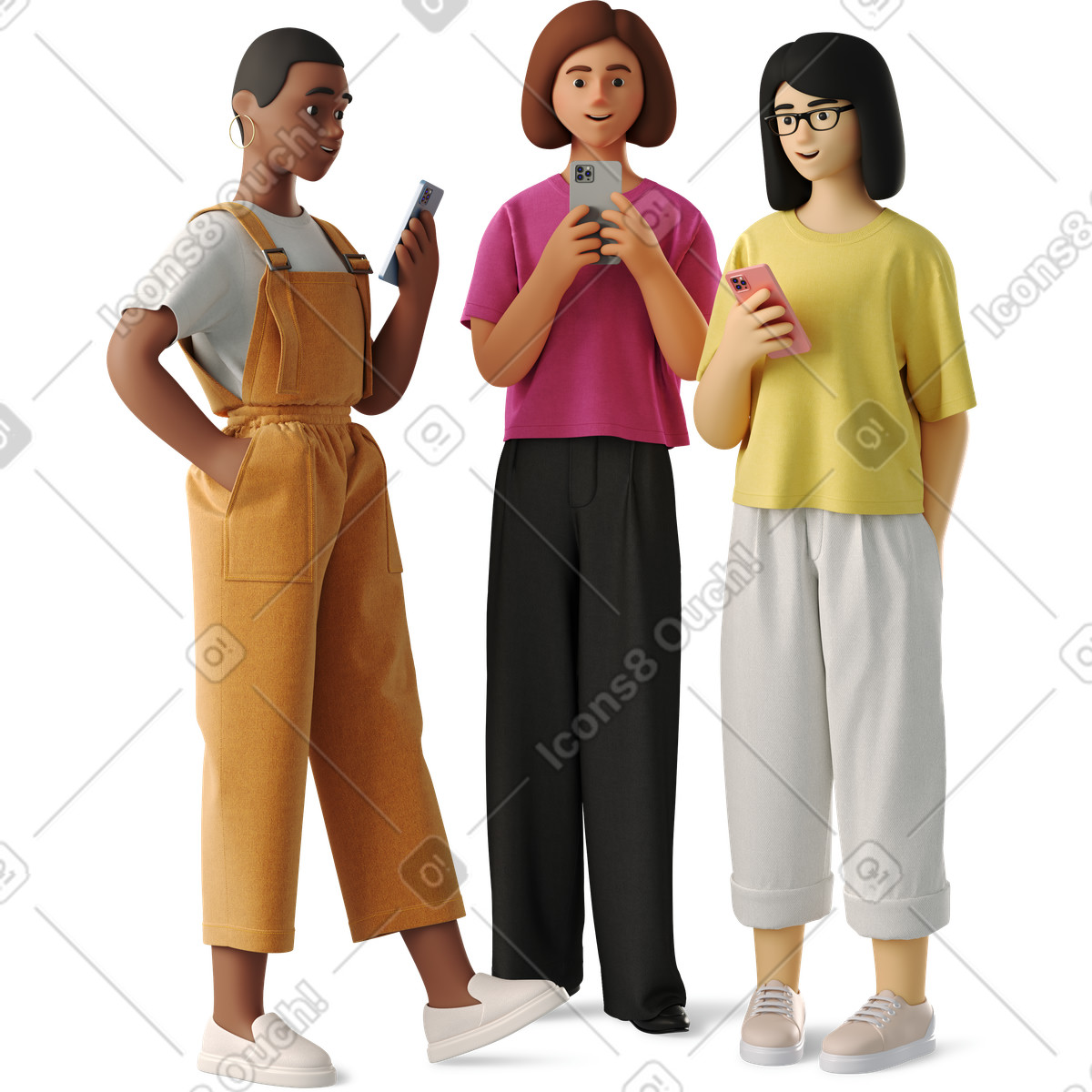 下载 3D Business 风格的 有电话的妇女 插画，支持 PNG、SVG 格式