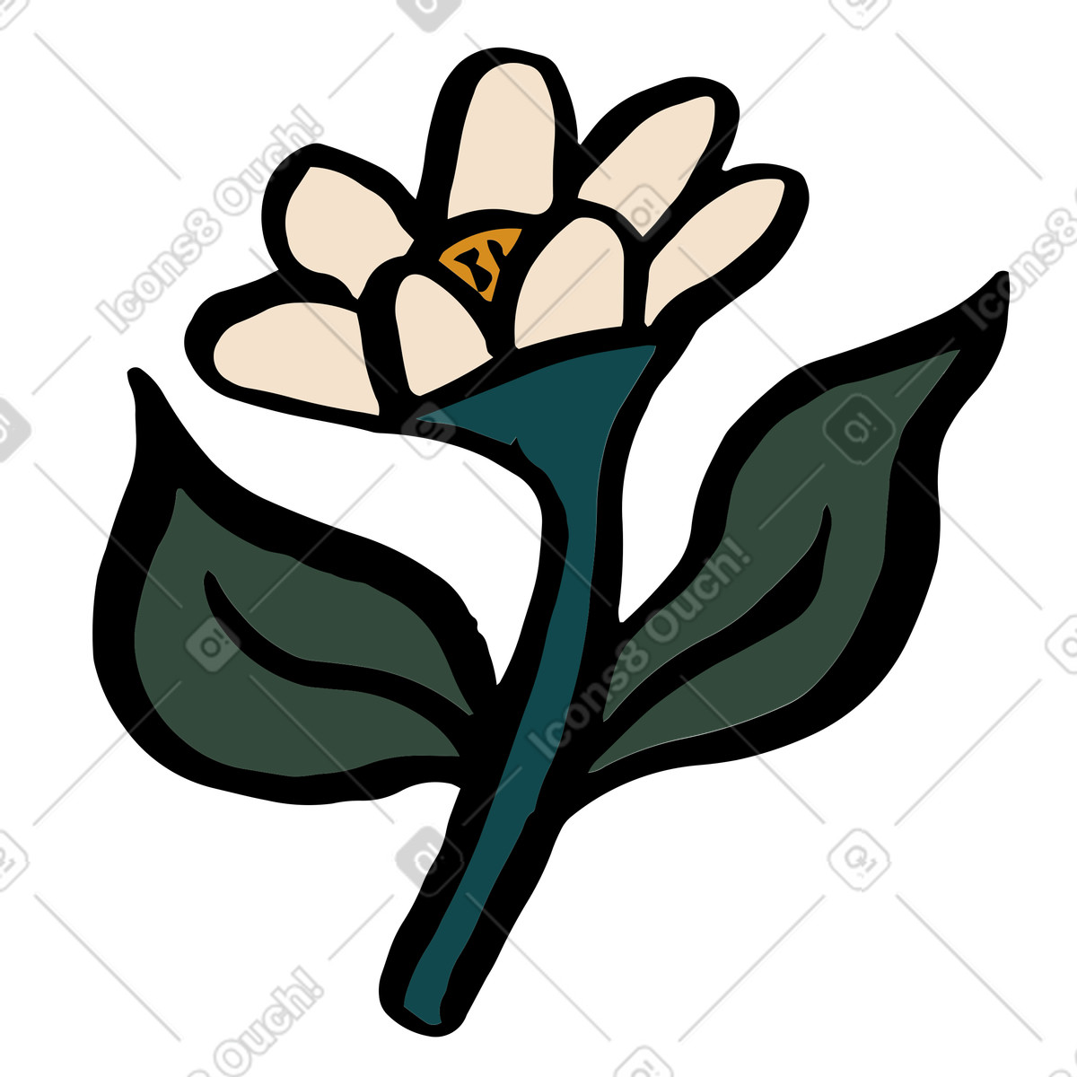 Scandi スタイルの Flower with seven beige petals のイラストをPNG、SVG形式でダウンロード