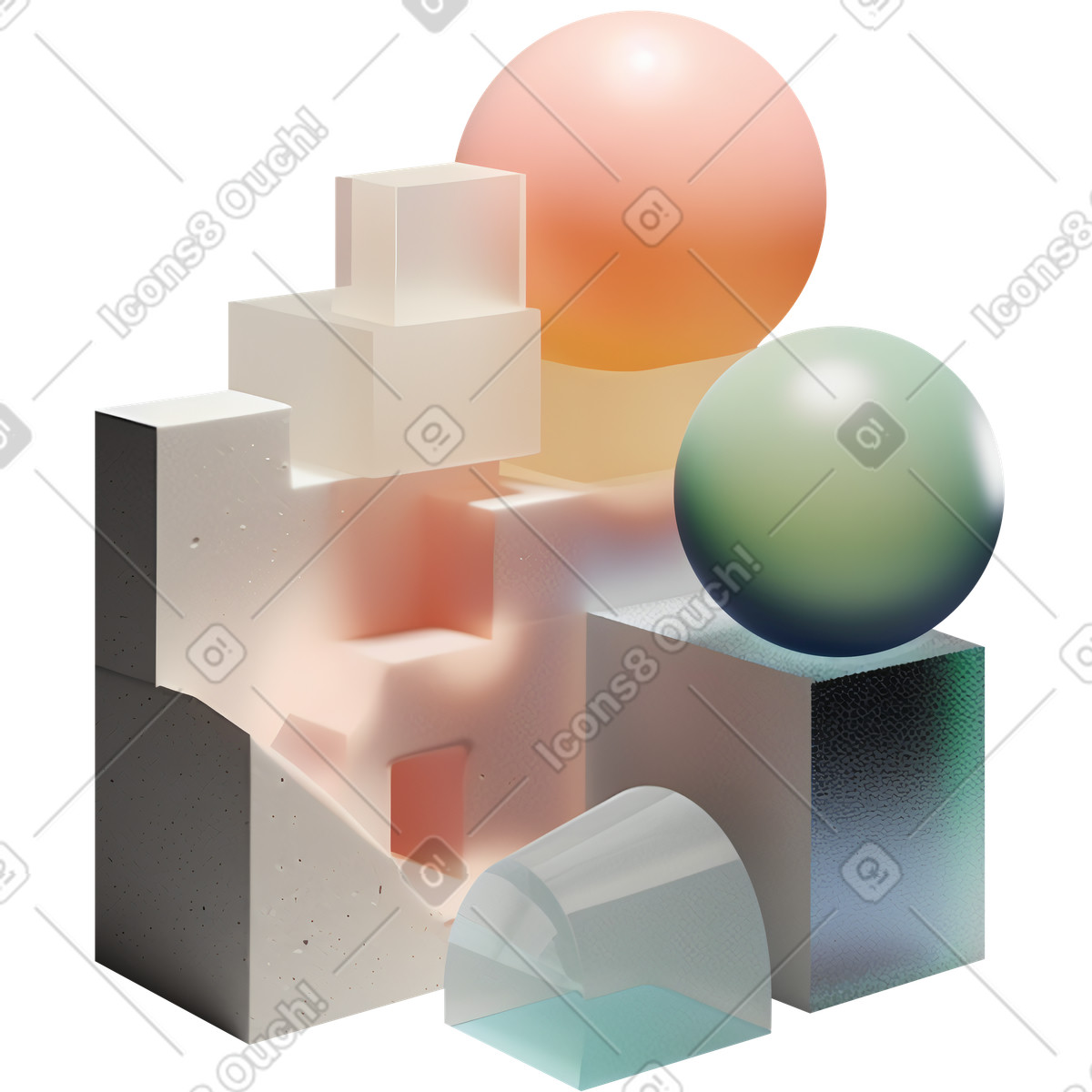 Composizione astratta con oggetti colorati illustrazione in stile 3D Construction scarica in PNG, SVG