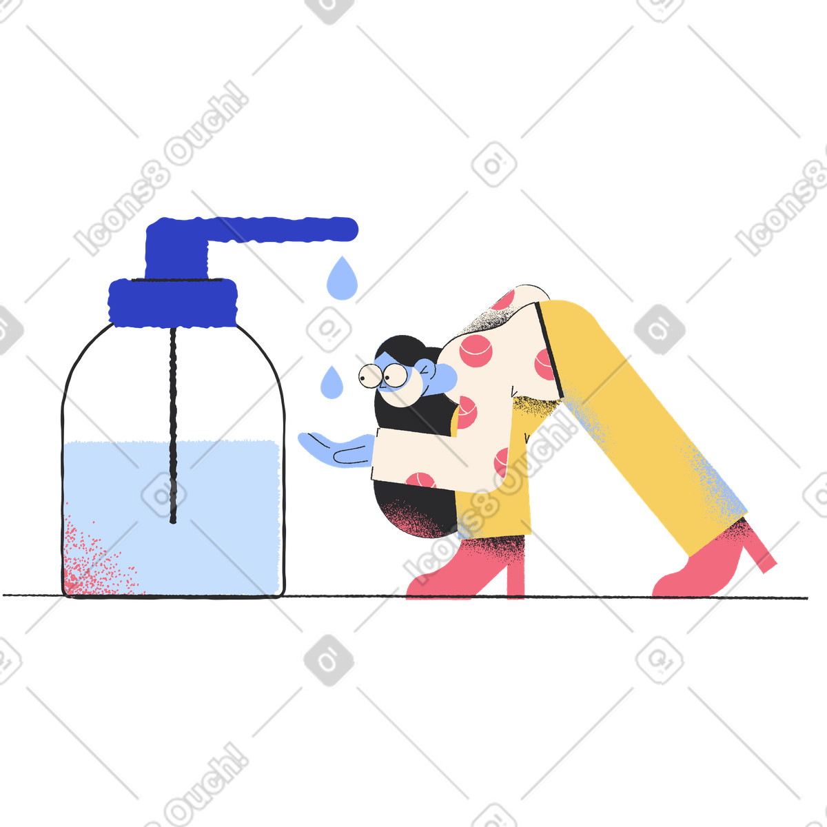 Halte deine hände sauber-Illustration im Pablo-Stil als Download in PNG, SVG