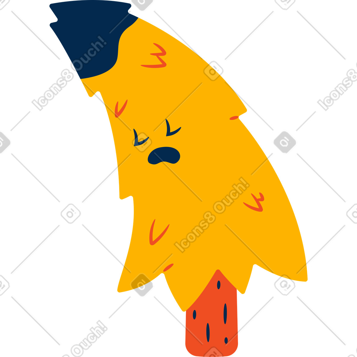 Sad christmas tree illustration in Flame style download in PNG, SVG