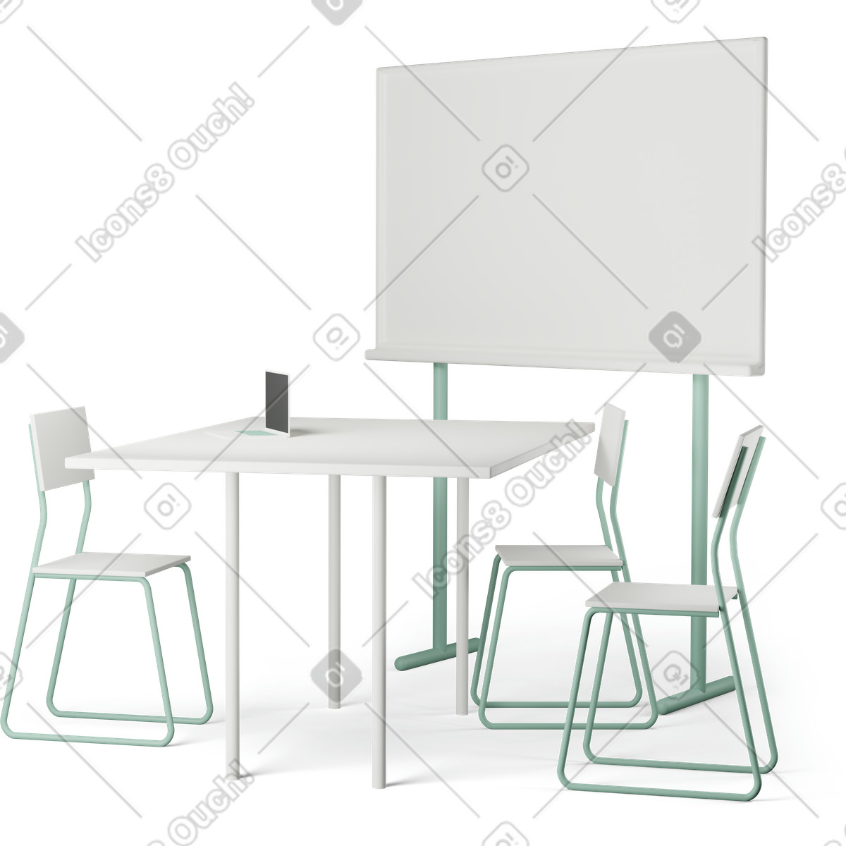 Ilustração de Table three chairs em no estilo 3D Casual life para baixar em PNG, SVG