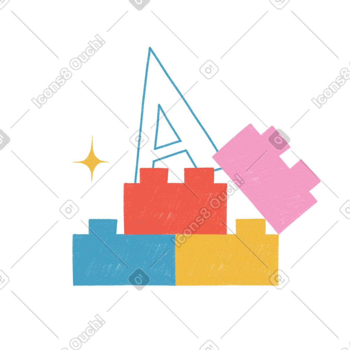 Lego-blöcke für die kindererziehung-Illustration im Tutti-Stil als Download in PNG, SVG