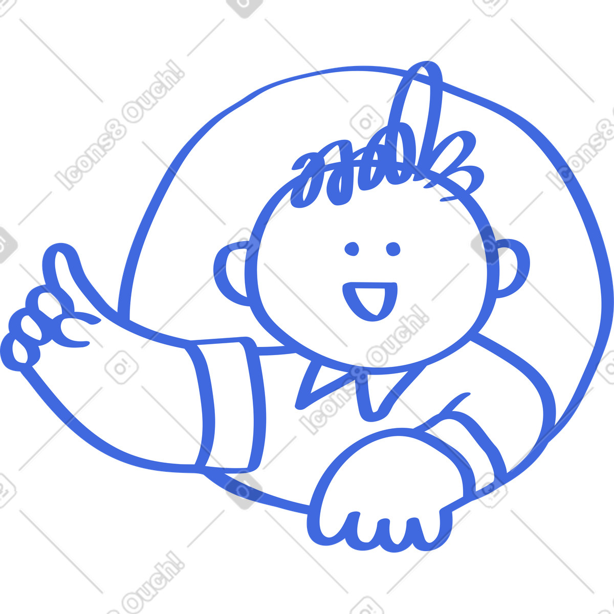 Ballpoint Pen スタイルの Avatar character giving thumbs up gesture inside circular frame outline のイラストをPNG、SVG形式でダウンロード