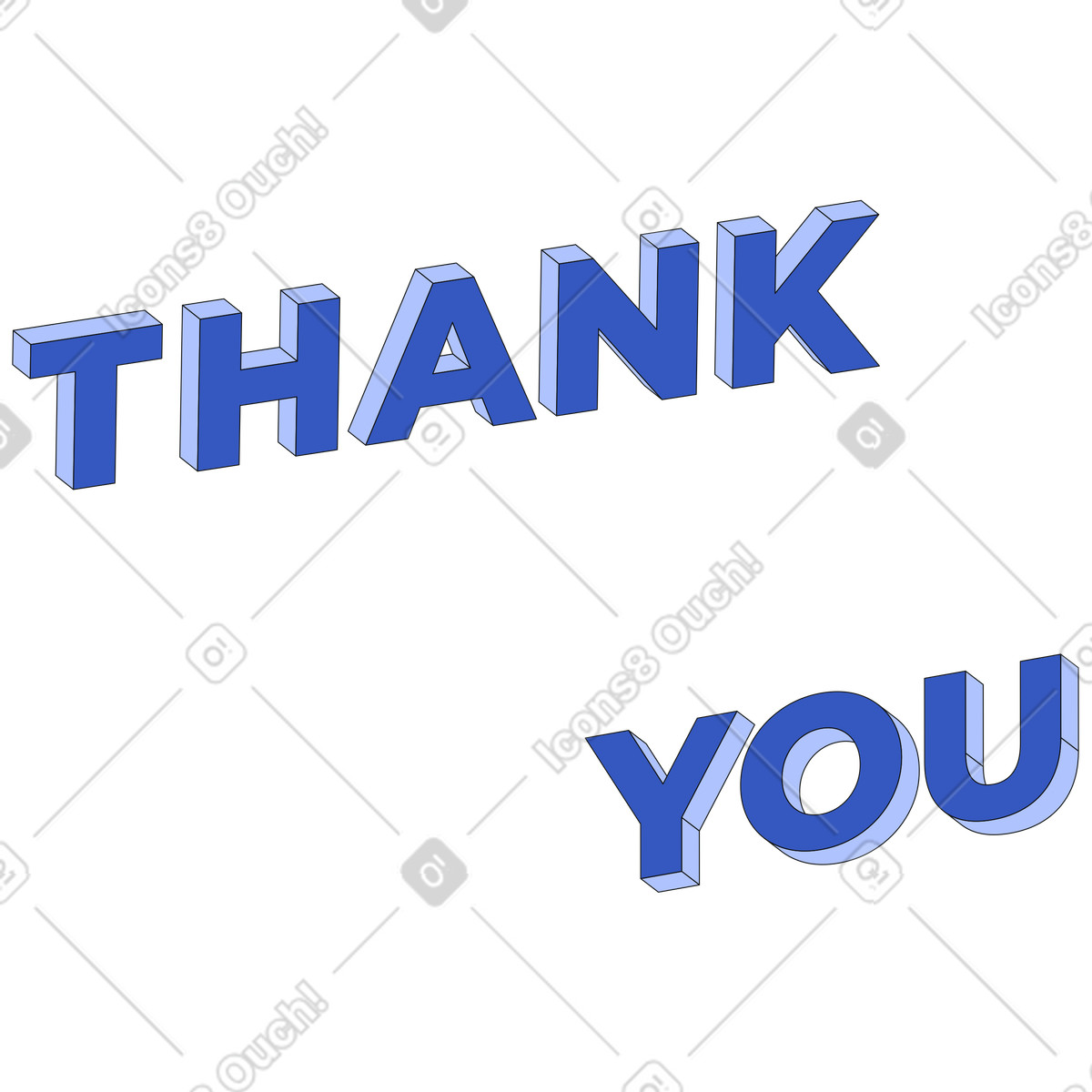 Lettering thank you! text illustration in Techny style download in PNG, SVG
