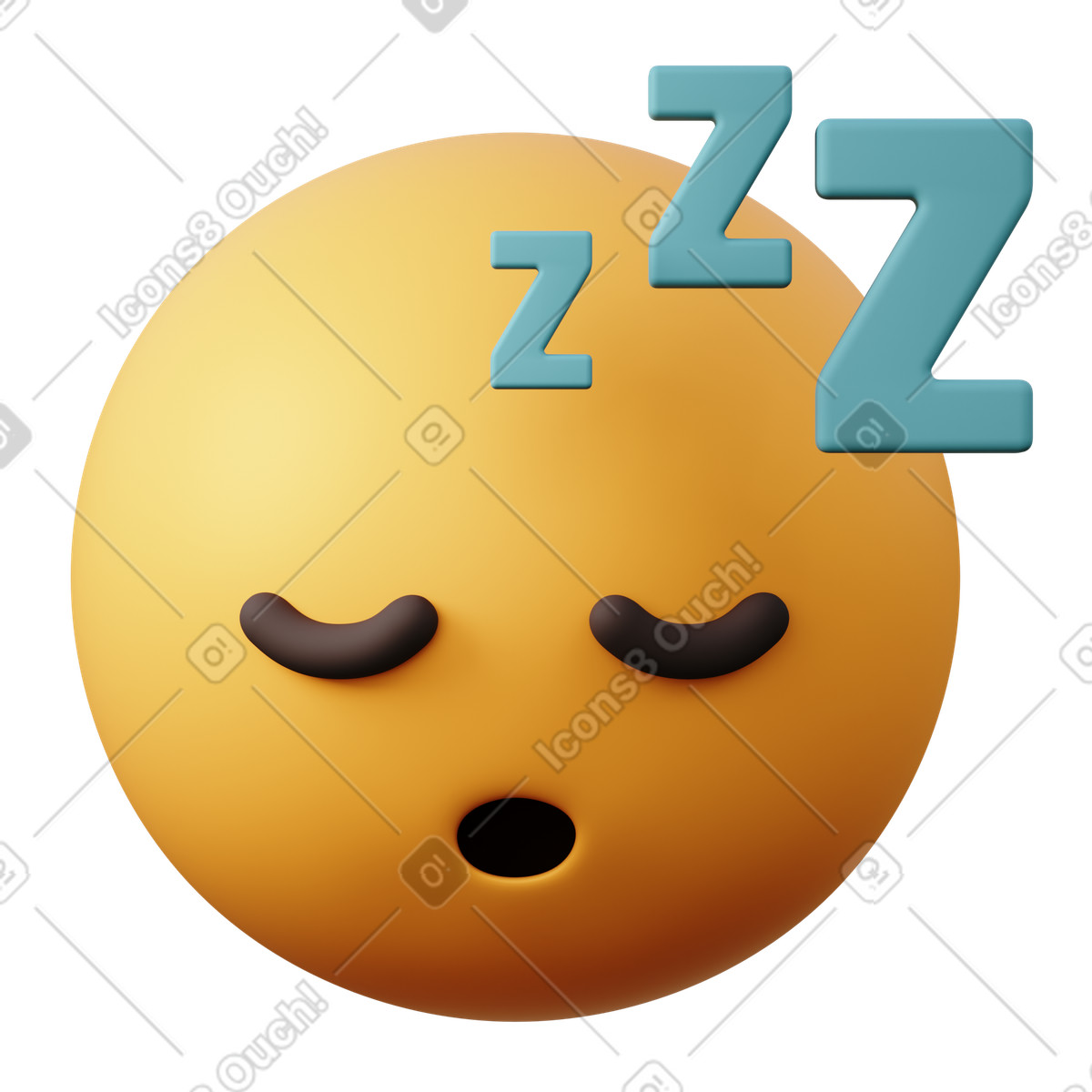 Ilustración Emoji de cara dormida en estilo 3D Sugary a descargar en PNG y SVG