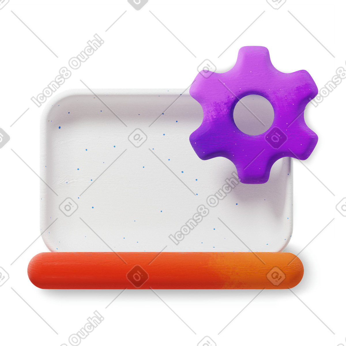 3D Microsoft Fluent illustration スタイルの ギア付きノートパソコン のイラストをPNG、SVG形式でダウンロード