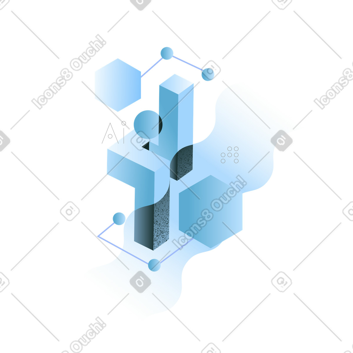 Geometric shapes with connected nodes, modern ai technology and innovation illustration in Concept style download in PNG, SVG