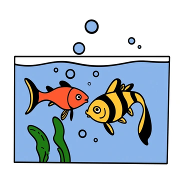 A pair of zebrafish swimming in a clear aquarium, displaying vibrant patterns of black and white stripes. The male zebrafish is darting around playfully, showcasing a slightly larger size and more vibrant colors compared to the female. The female is following closely, with her body curving elegantly as they engage in their breeding dance. Bubbles rise to the surface, creating a sense of movement and activity in the water. The background features subtle aquatic plants that sway gently in the water current.