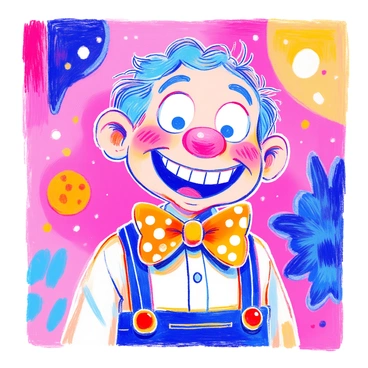 A cartoon character wearing an oversized, comical bow tie