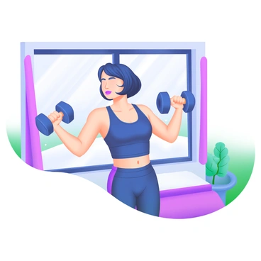 A modern pastel illustration of a person with short hair wearing a fitted workout tank top and leggings, performing shoulder presses with a pair of dumbbells. The person is positioned in front of a large window, showcasing snow gently falling outside, covering the ground in a soft white layer. The interior features a cozy atmosphere with a wooden floor and a potted plant in the corner. The light coming from the window creates a warm, inviting glow around the person as they focus on their exercise.