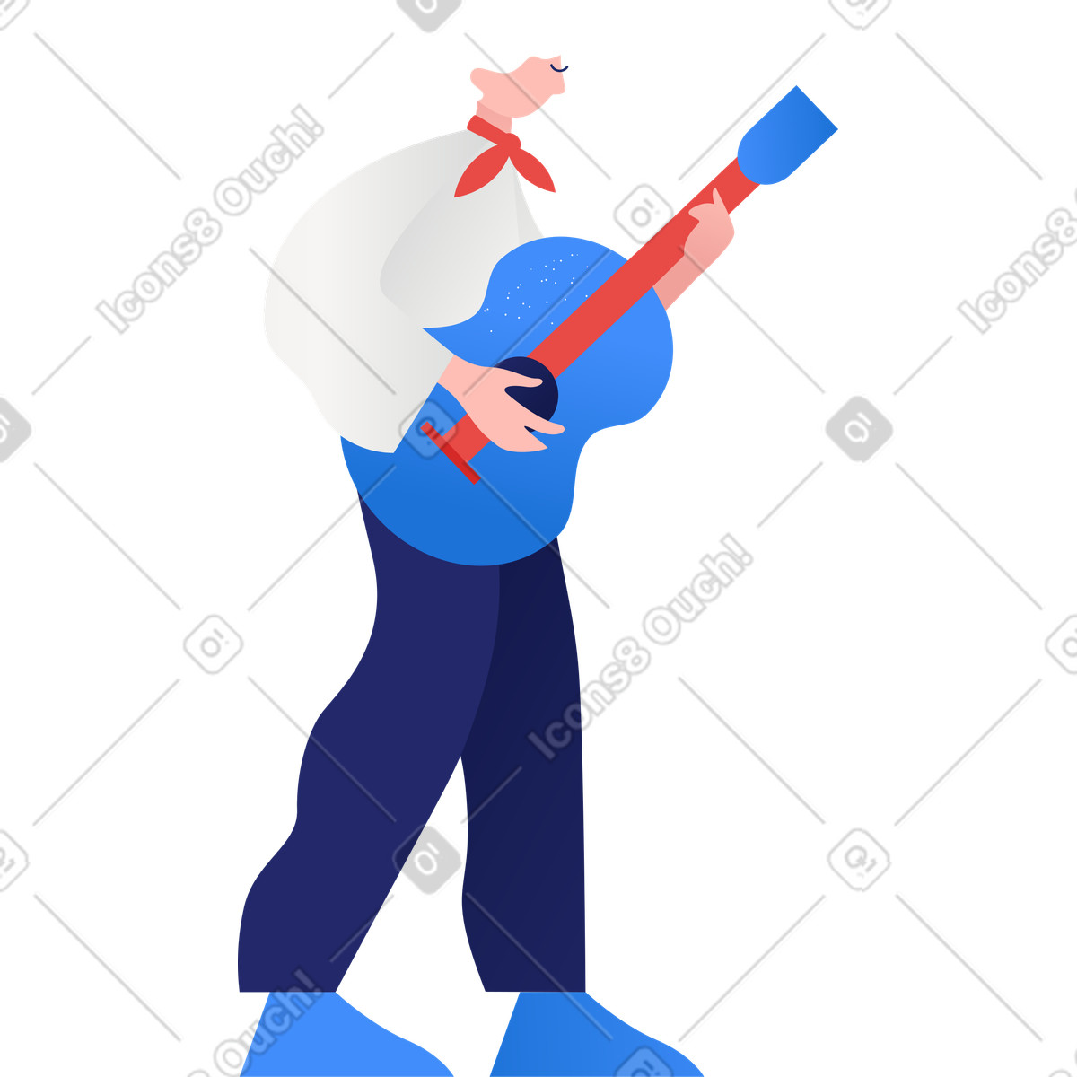 Ilustración Chico con la guitarra en estilo Clip a descargar en PNG y SVG