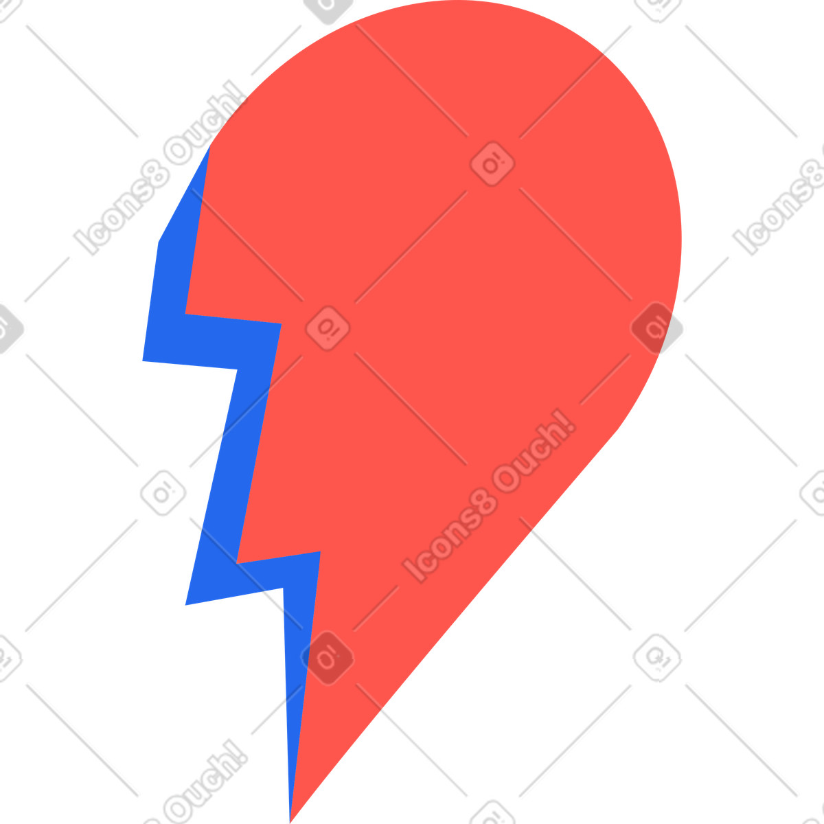 Illustration Un demi coeur dans le style Kingdom à télécharger aux formats PNG, SVG