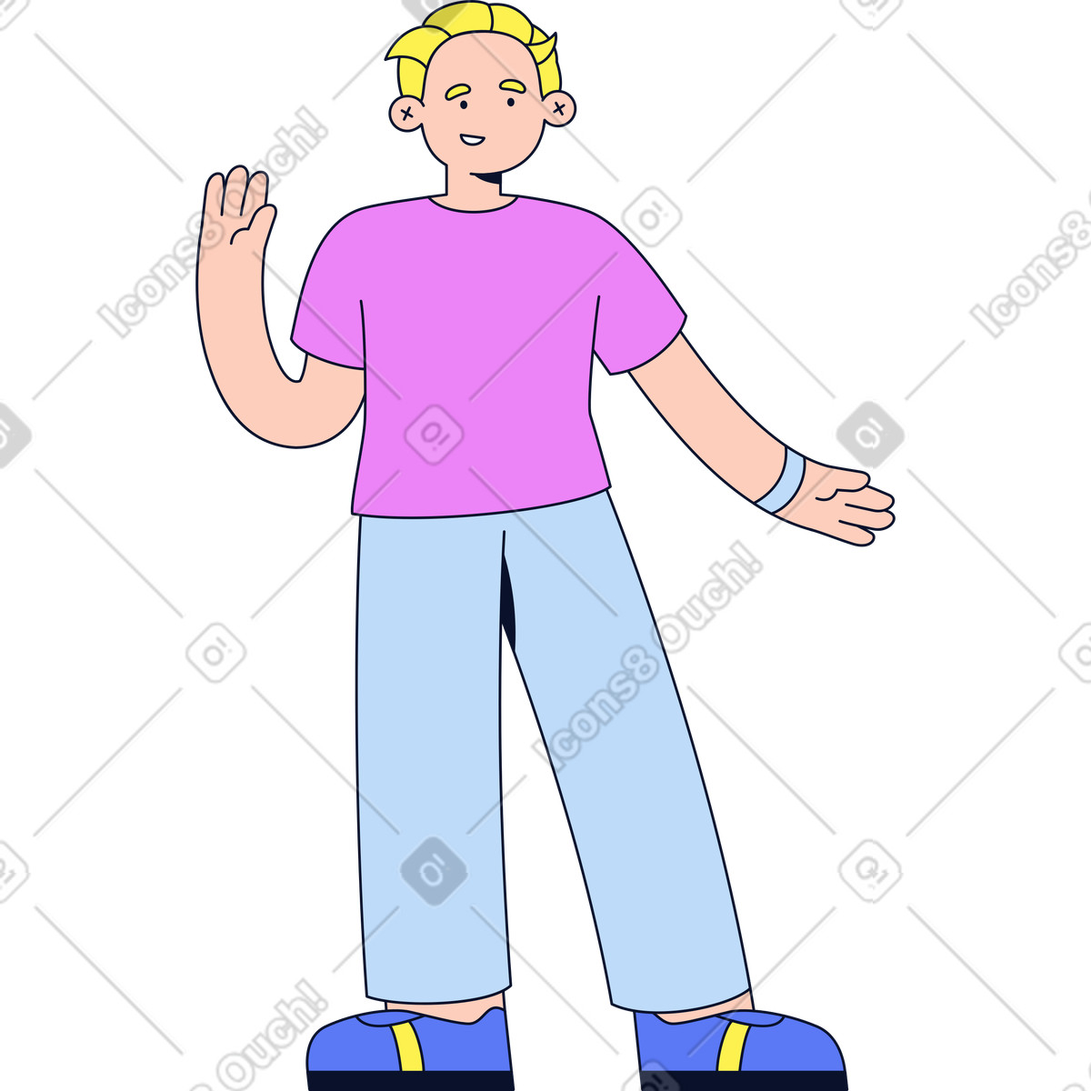 Ilustração de Homem com a mão levantada em no estilo Flexy para baixar em PNG, SVG
