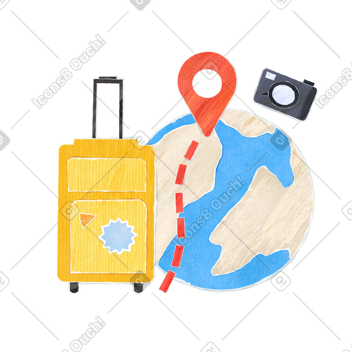 Crafty 스타일의 Travel anywhere in the world with a suitcase 일러스트레이션 PNG, SVG 다운로드