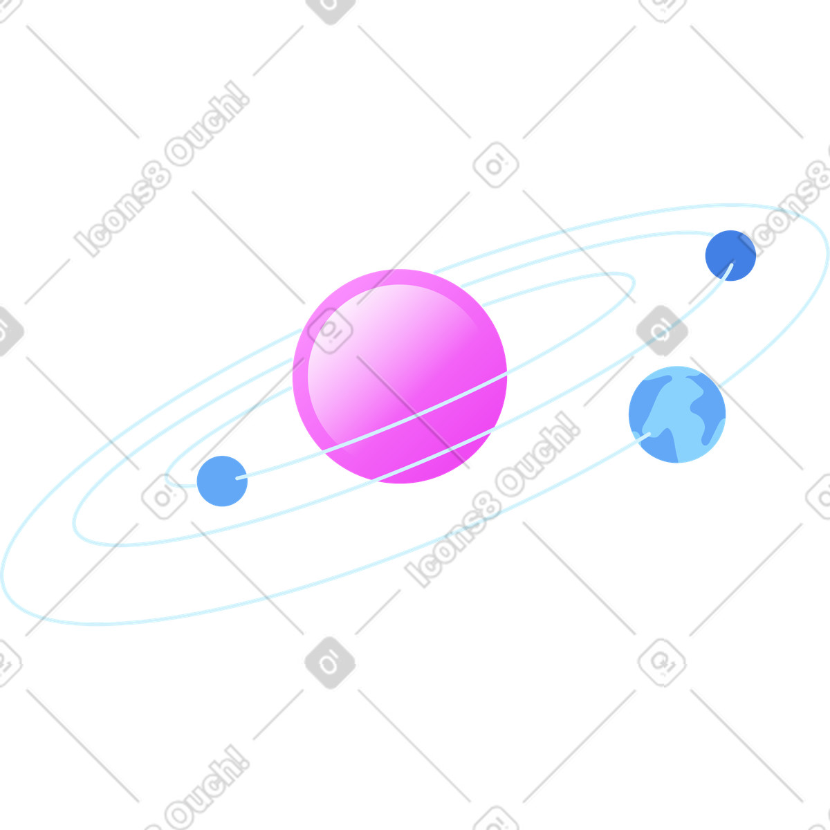 Solar system with orbits illustrazione in stile Glossy scarica in PNG, SVG