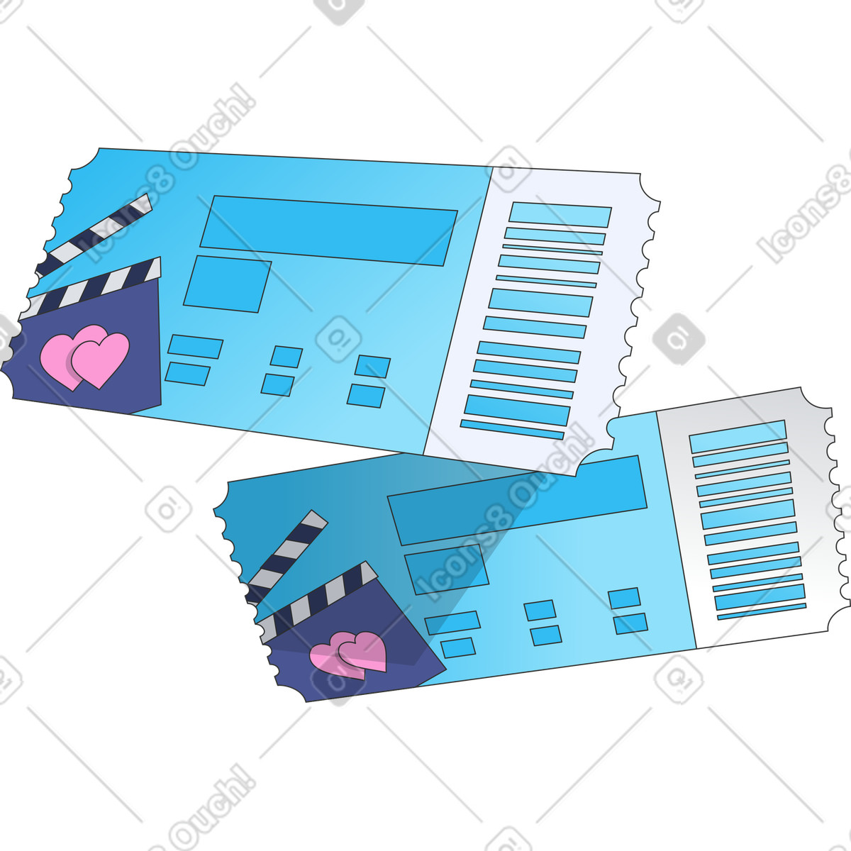 Cinema tickets illustration in Kit style download in PNG, SVG