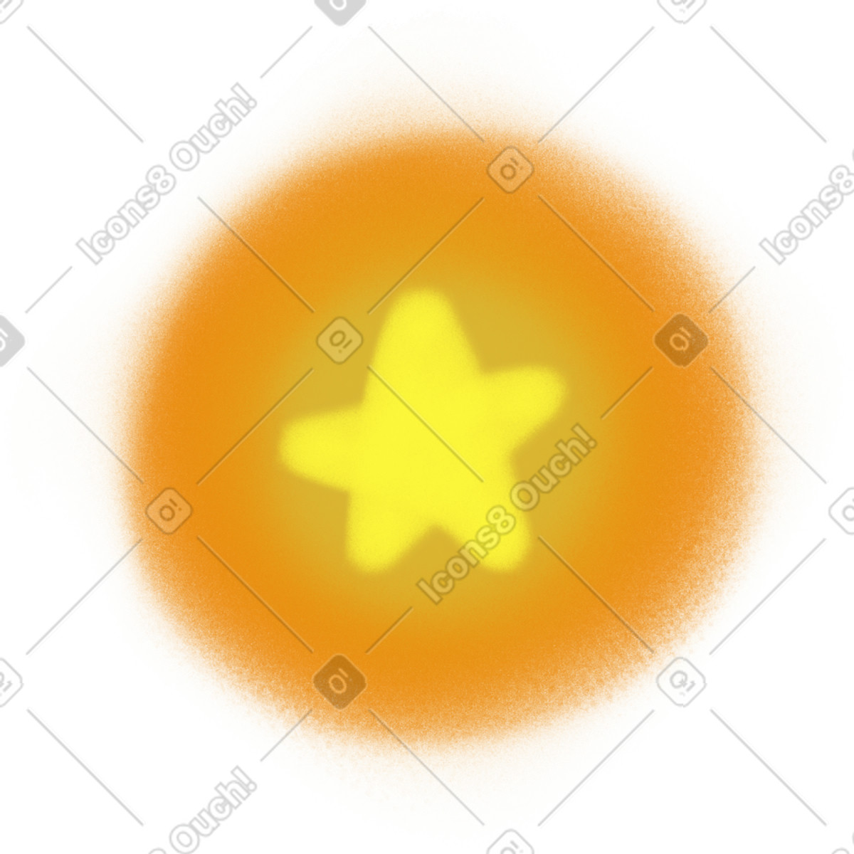 Kleiner gelb und orange leuchtender fünfzackiger stern-Illustration im Doodle-Stil als Download in PNG, SVG