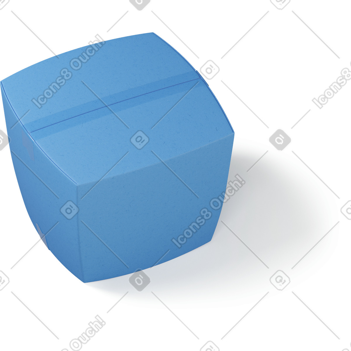 Ilustración Vista superior de una caja cerrada azul girada a la izquierda en estilo 3D Buddy descargar en PNG y SVG