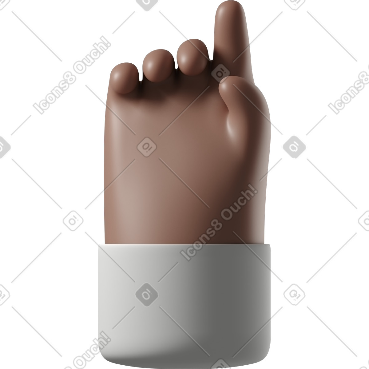 3D Hands Fun&Wild スタイルの 上向きの白いシャツの茶色の肌の手 のイラストをPNG、SVG形式でダウンロード